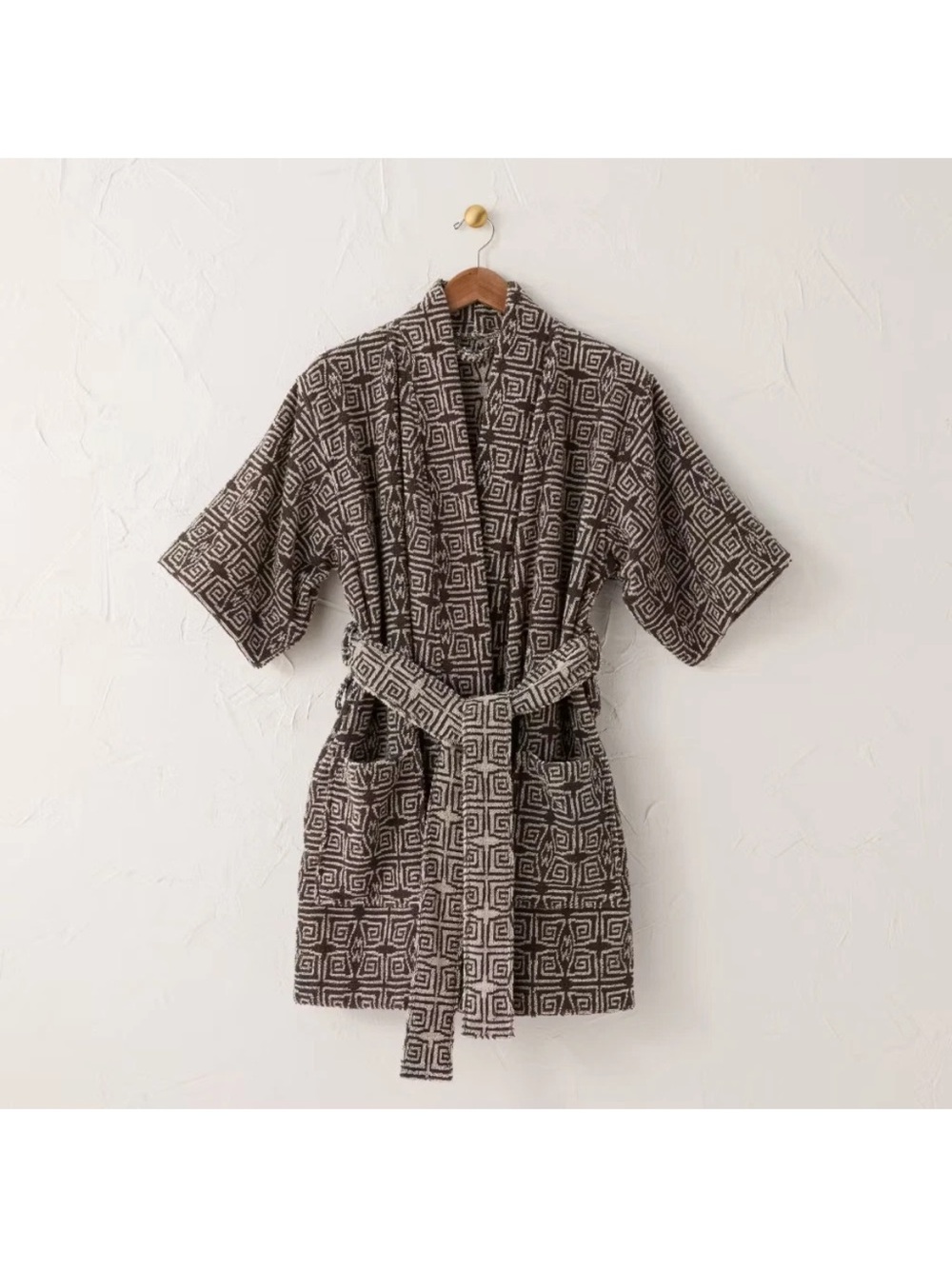 Opalhouse Jungalow Black and Off-White Geometric Short Robe